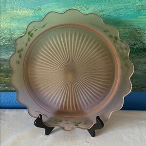 Hocking Glass Co Old Colony Pink Satin Serving Plate or Platter